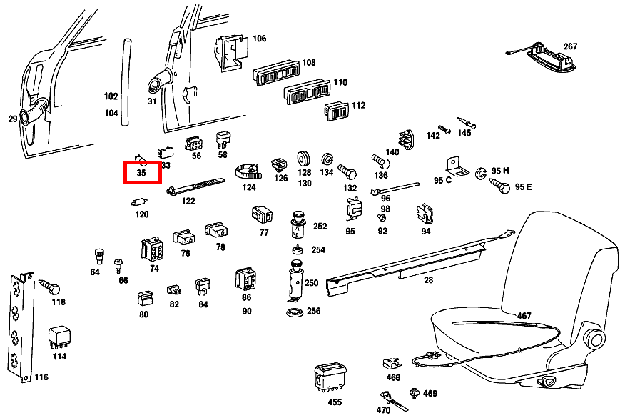 Glühlampe BELEUCHTUNG BEDIENHEBEL HEIZUNG; 12V-1.2W 450 SEL 116
