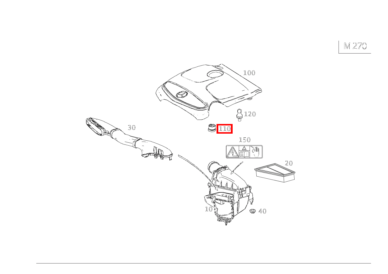 Elastomerlager Befestigung Abdeckhaube CLA 250 4MATIC Coupé 117