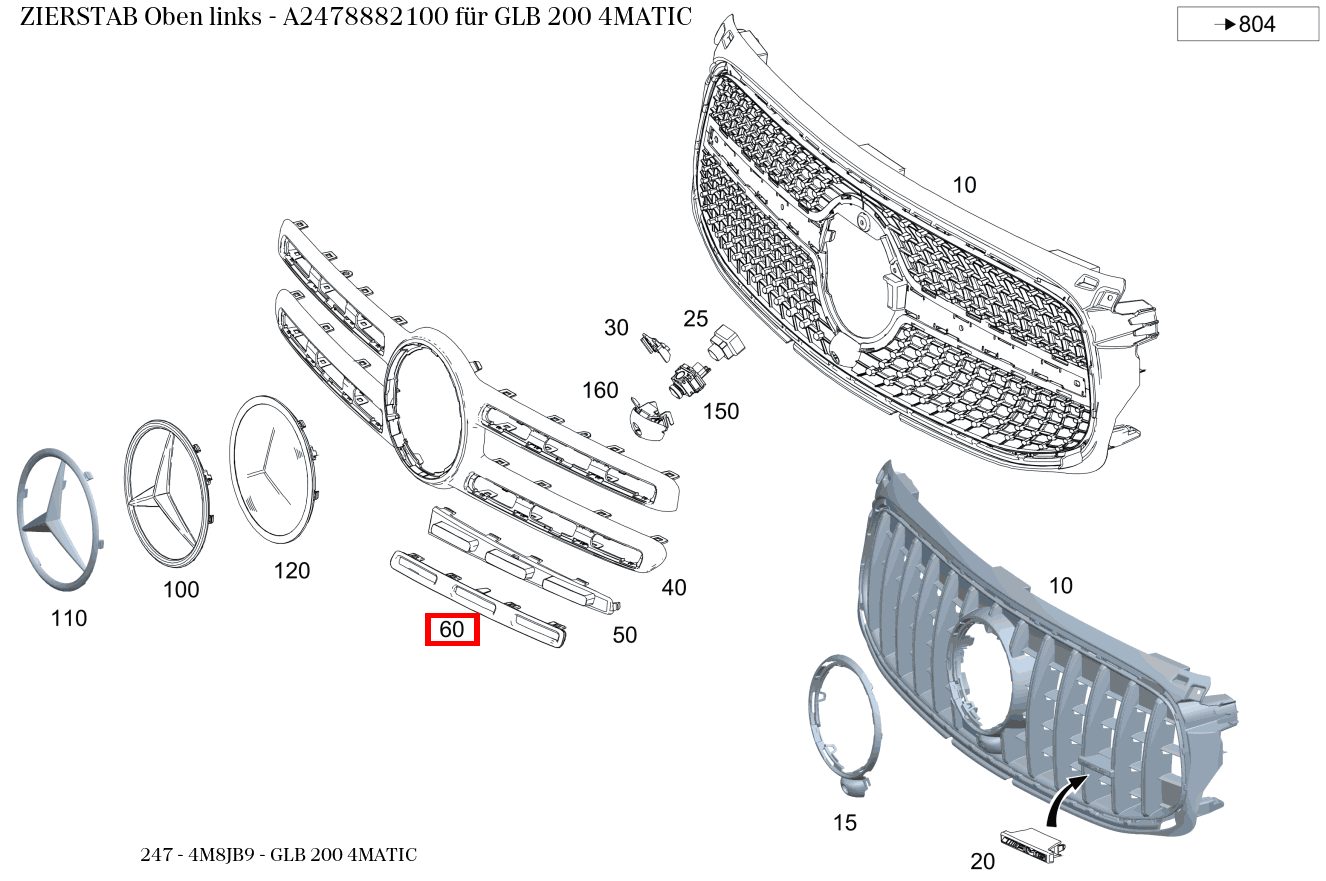 Zierstab Oben links GLB 200 4MATIC 247 Zierstab Oben links GLB 200 4MATIC 247