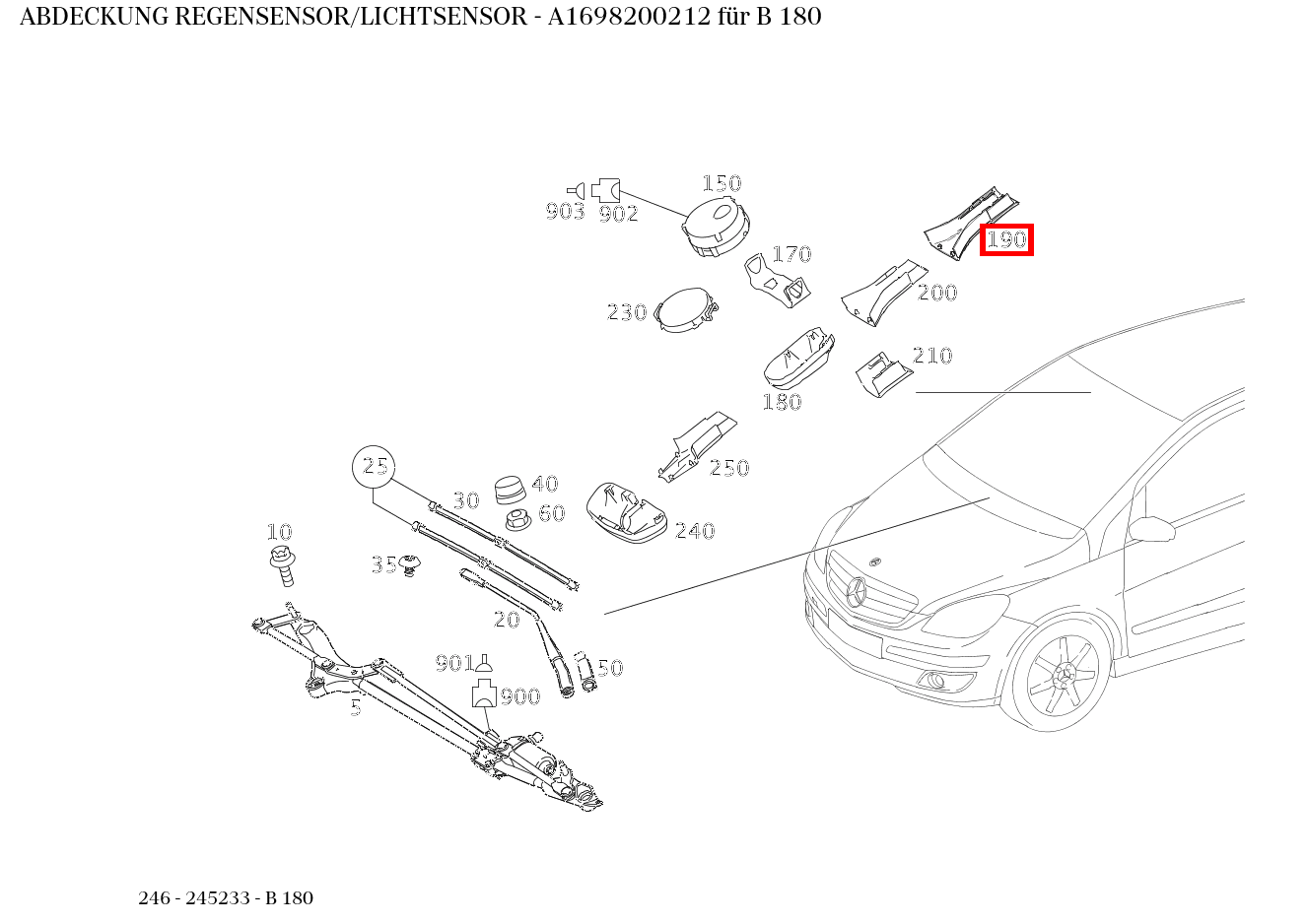 Abdeckung REGENSENSOR/LICHTSENSOR B 180 246