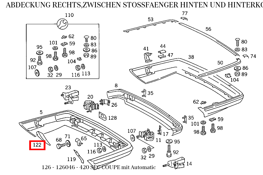 Abdeckung RECHTS,ZWISCHEN STOSSFAENGER HINTEN UND HINTERKOTFLUEGEL  