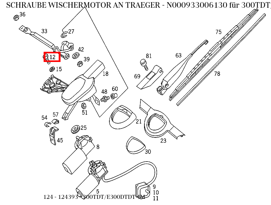 Schraube WISCHERMOTOR AN TRAEGER 300TDT/E300DTDT 4M 124