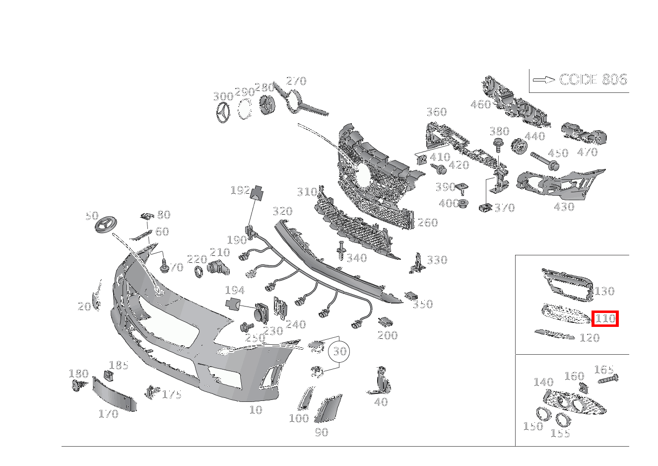 Abdeckung Stossfänger LED-TAGFAHRLICHT LINKS SLK350 BE 172 Abdeckung Stossfänger LED-TAGFAHRLICHT LINKS SLK350 BE 172