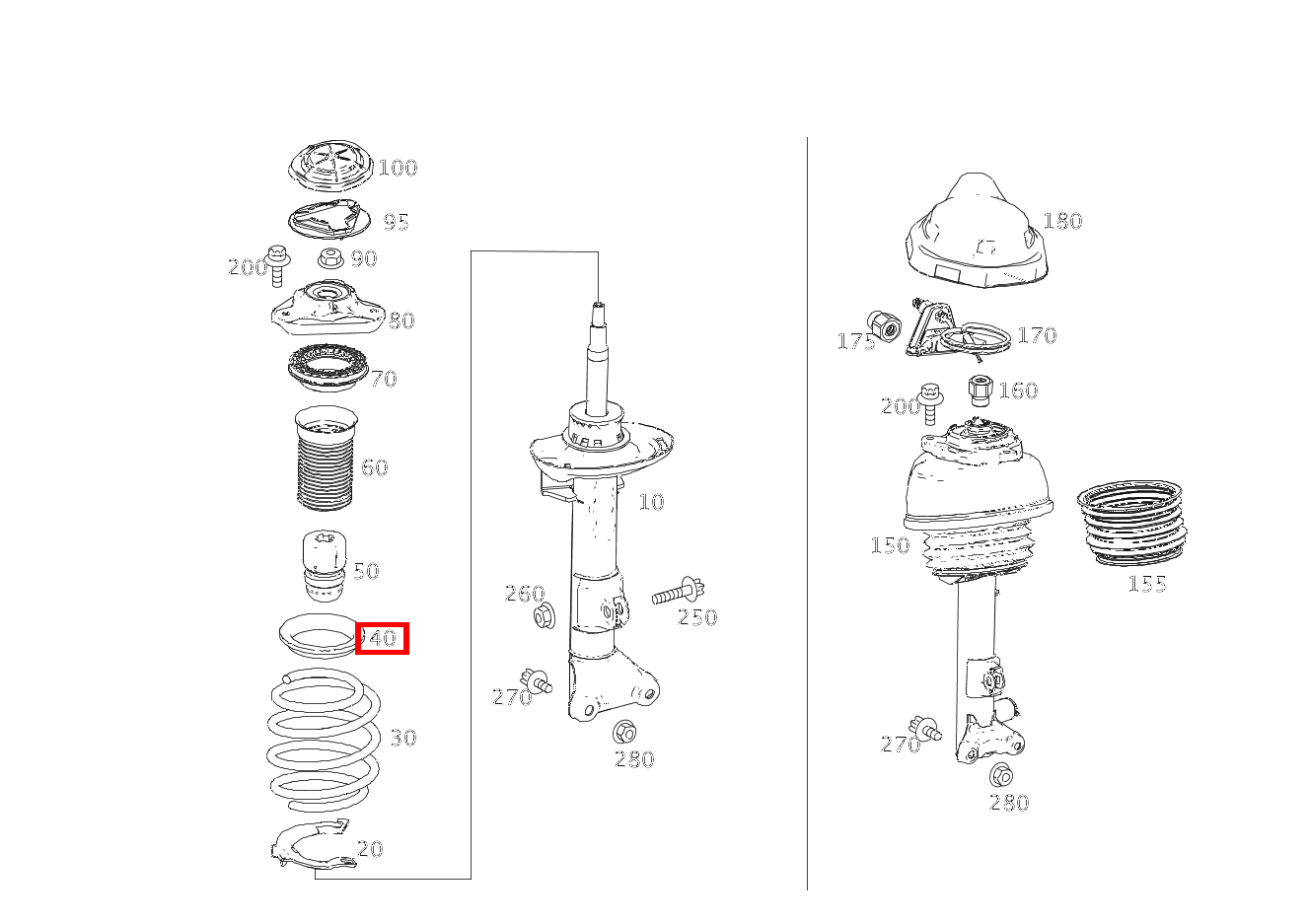 Schraubenfederbeilage Oben links und rechts E 350 BlueTEC T-Modell 213