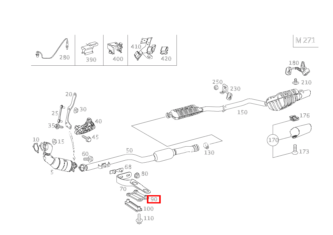 DAEMPFUNGSPLATTE Auspuffrohr vorn an Getriebe C180 BLUE EFF C 204