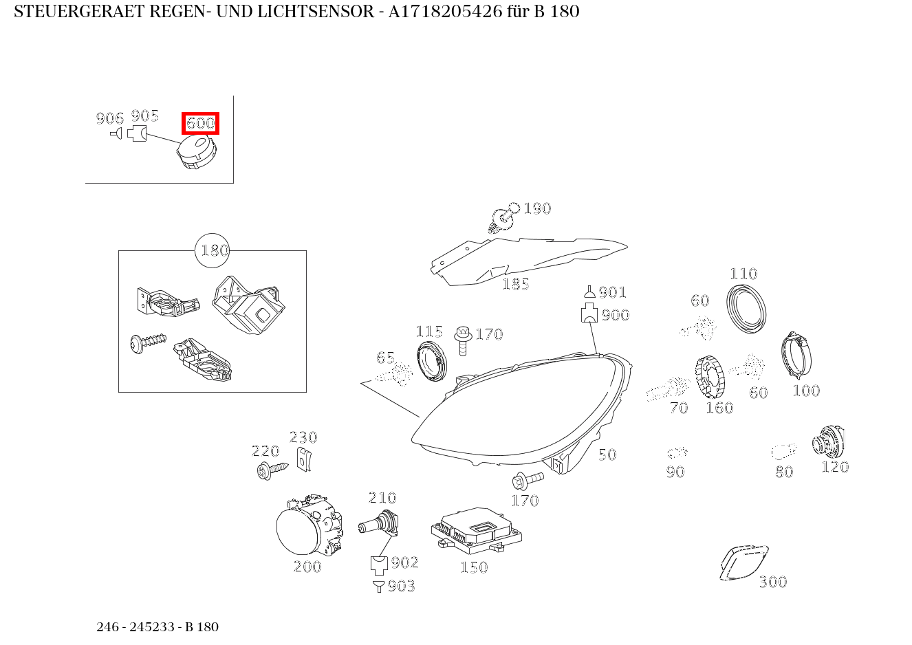 STEUERGERAET REGEN- UND LICHTSENSOR B 180 246