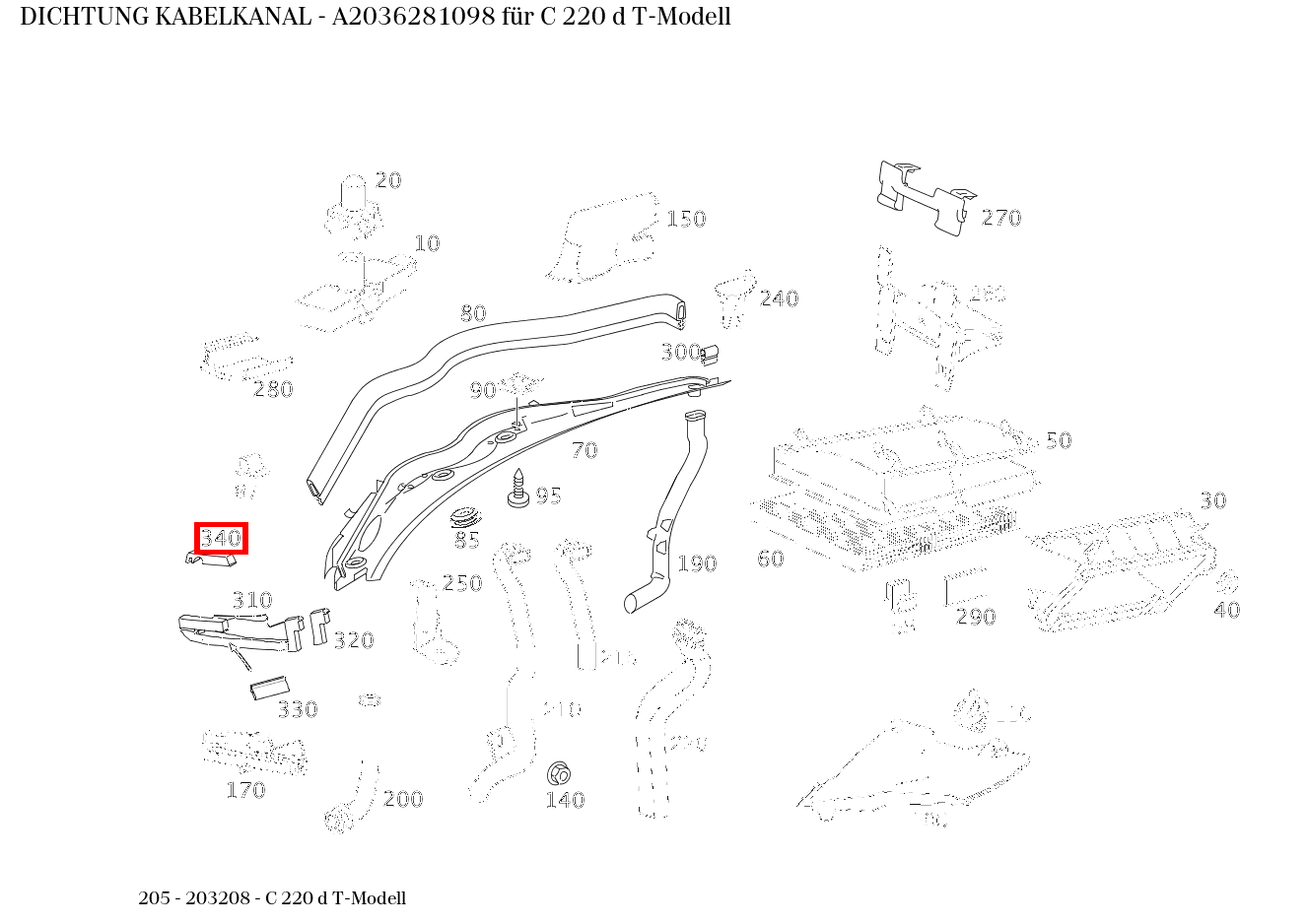ABDICHTUNG KABELKANAL C 220 d T-Modell 205