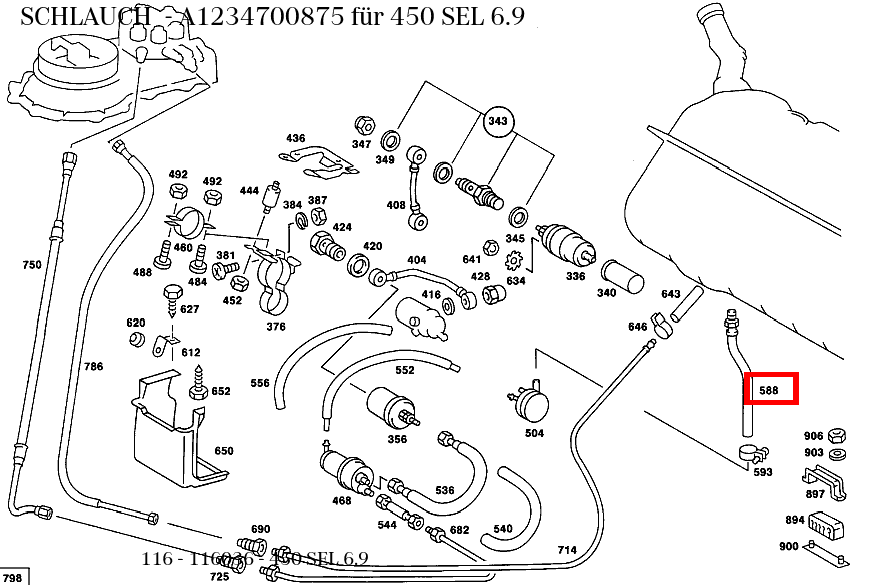 Schlauch 450 SEL 6.9 116 Schlauch 450 SEL 6.9 116