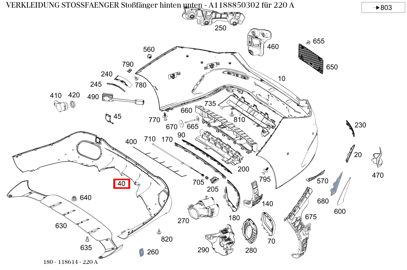 Verkleidung Stossfänger Stoßfänger hinten unten 220 A 180 Verkleidung Stossfänger Stoßfänger hinten unten 220 A 180