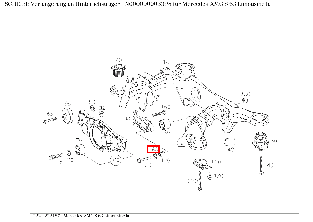 Scheibe Verlängerung an Hinterachsträger Mercedes-AMG S 63 Limousine la 222