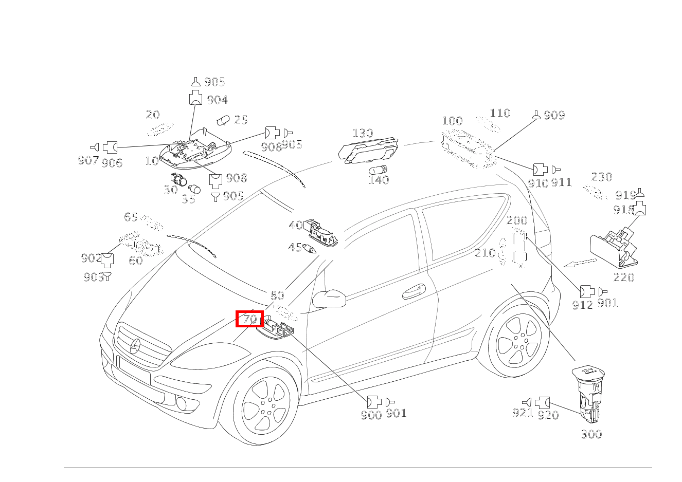 Innenleuchte FUSSRAUMLEUCHTE FAHRER UND BEIFAHRER A 200 TURBO COUPE 169 Innenleuchte FUSSRAUMLEUCHTE FAHRER UND BEIFAHRER A 200 TURBO COUPE 169