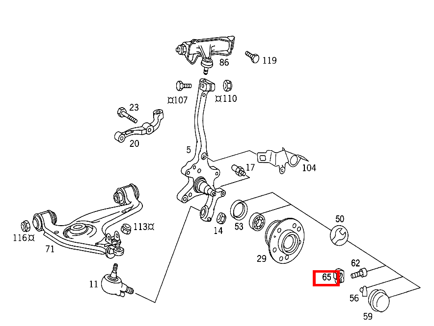 KLEMMMUTTER VORDERRADNABE AN ACHSSCHENKEL S 350 Turbodiesel 140 KLEMMMUTTER VORDERRADNABE AN ACHSSCHENKEL S 350 Turbodiesel 140
