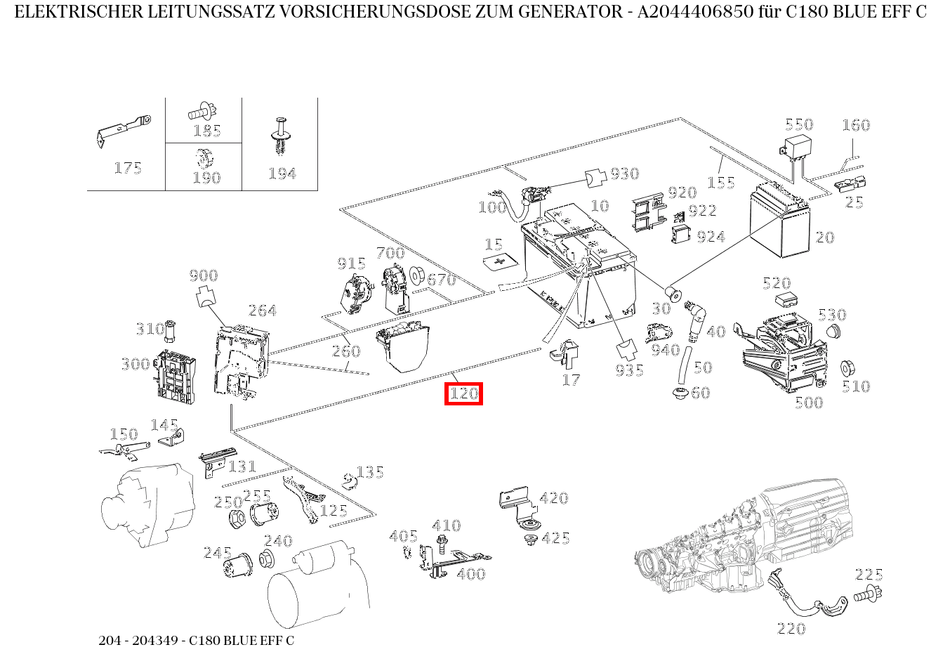 Elektrischer Leitungssatz VORSICHERUNGSDOSE ZUM GENERATOR C180 BLUE EFF C 204 Elektrischer Leitungssatz VORSICHERUNGSDOSE ZUM GENERATOR C180 BLUE EFF C 204