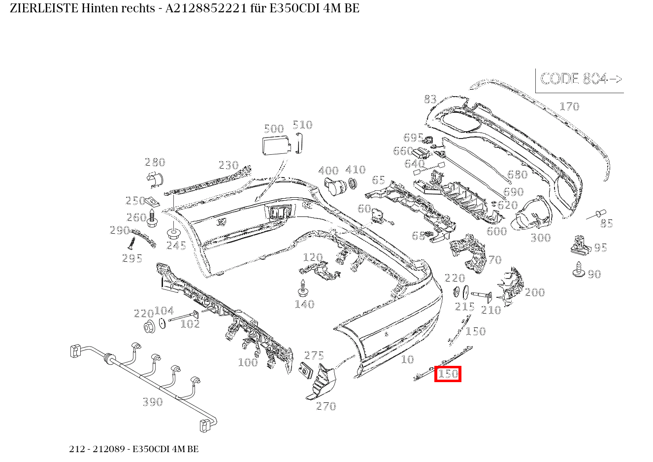 Zierleiste Hinten rechts E350CDI 4M BE 212