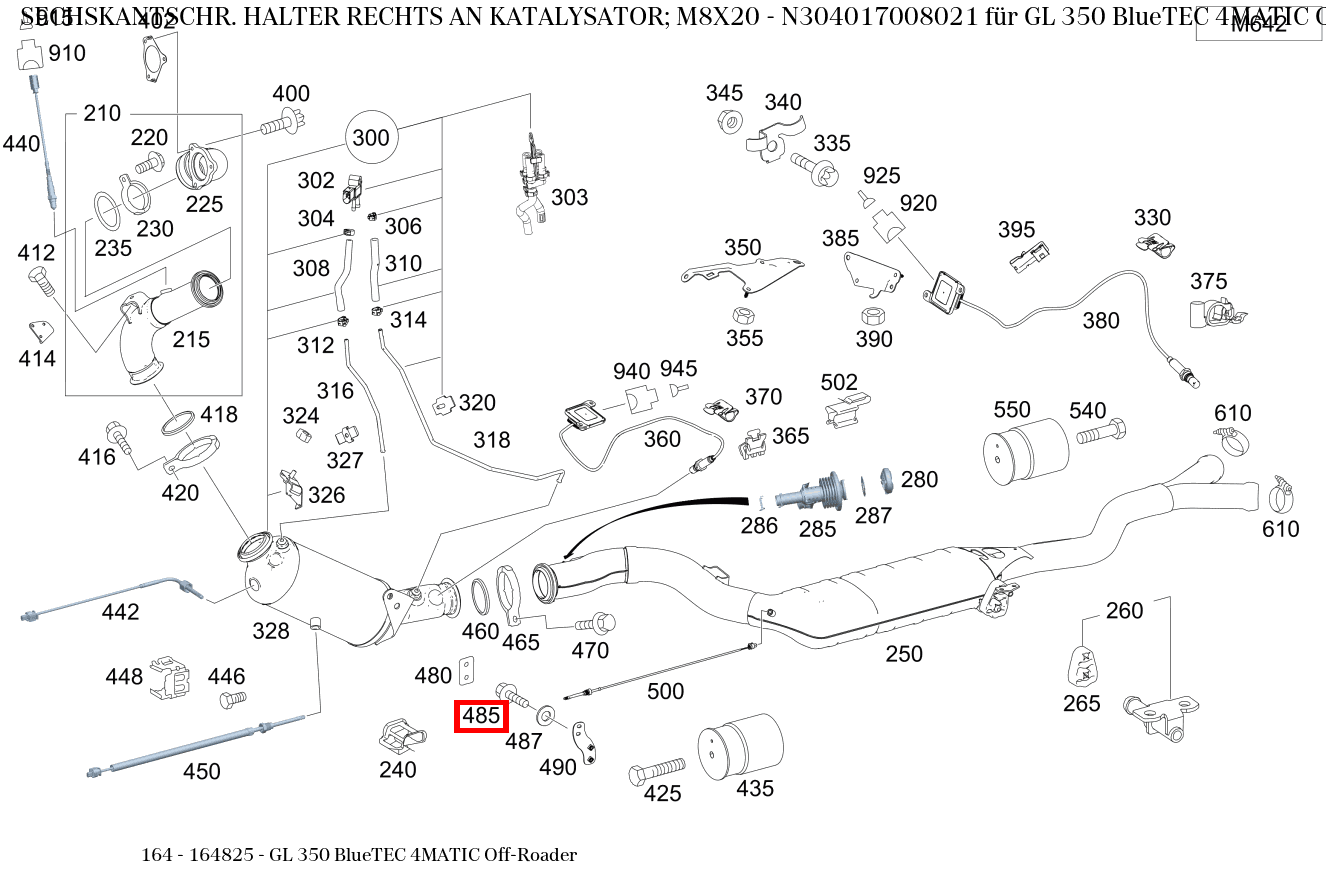 Sechskantschraube HALTER RECHTS AN KATALYSATOR; M8X20 GL 350 BlueTEC 4MATIC Off-Roader 164