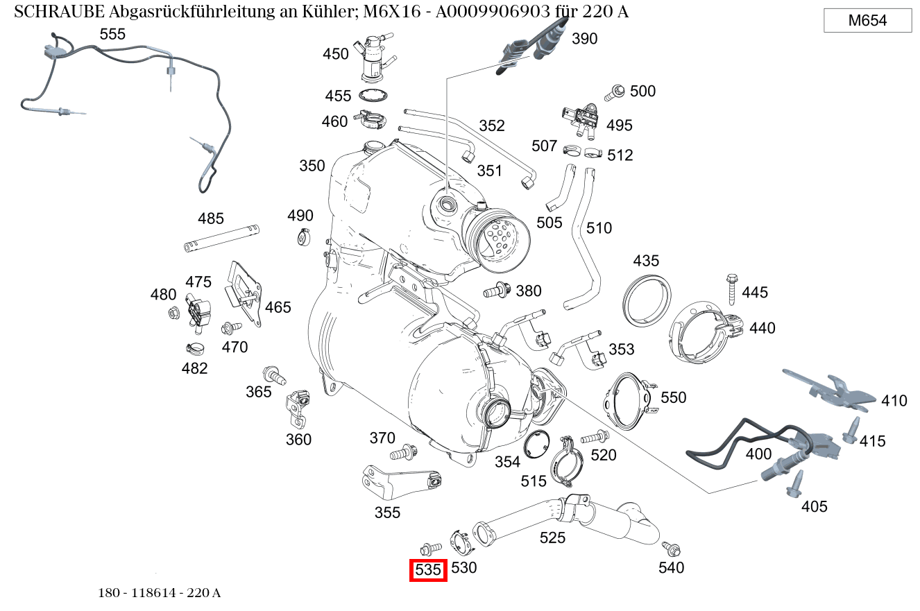 Schraube Abgasrückführleitung an Kühler; M6X16 220 A 180