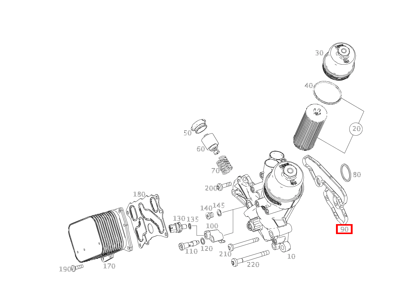 Elastomerformdichtung Ölfilter an Steuergehäuse SL63 AMG 231