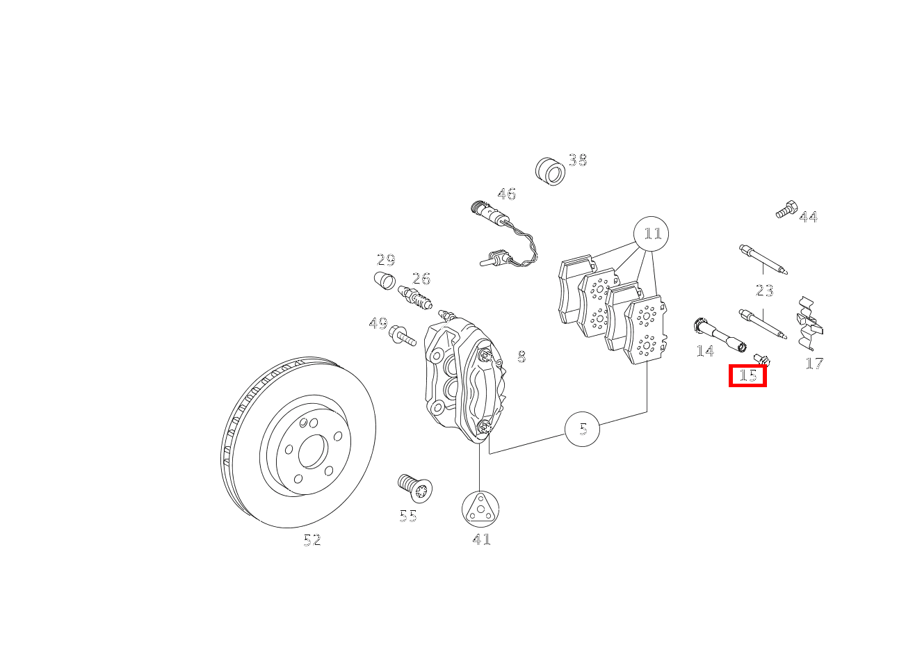 Kombi-Sechskantschraube Bremssattel links und rechts M 166, SLK 