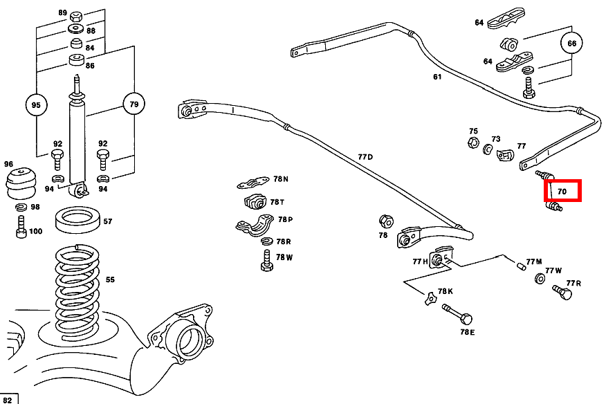 Zugstange DREHSTAB AN HINTERACHSE 450 SEL 116