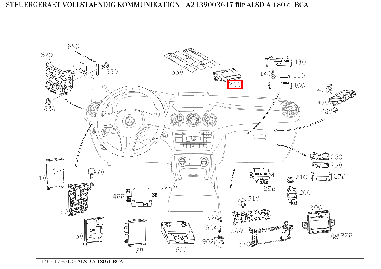 Steuergerät vollständig KOMMUNIKATION ALSD A 180 d BCA 176 Steuergerät vollständig KOMMUNIKATION ALSD A 180 d BCA 176