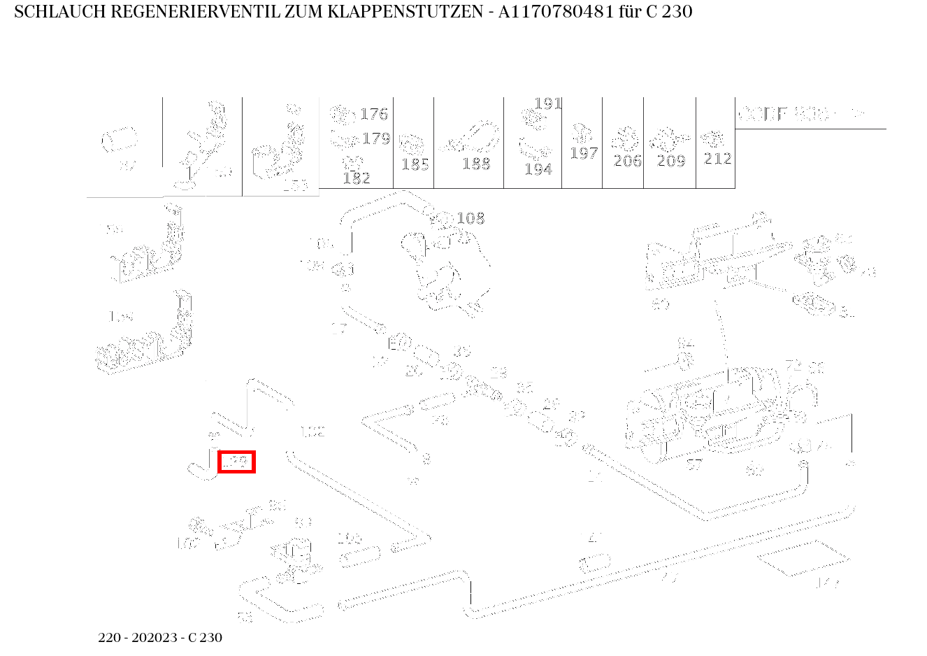 Schlauch REGENERIERVENTIL ZUM KLAPPENSTUTZEN C 230 220 Schlauch REGENERIERVENTIL ZUM KLAPPENSTUTZEN C 230 220