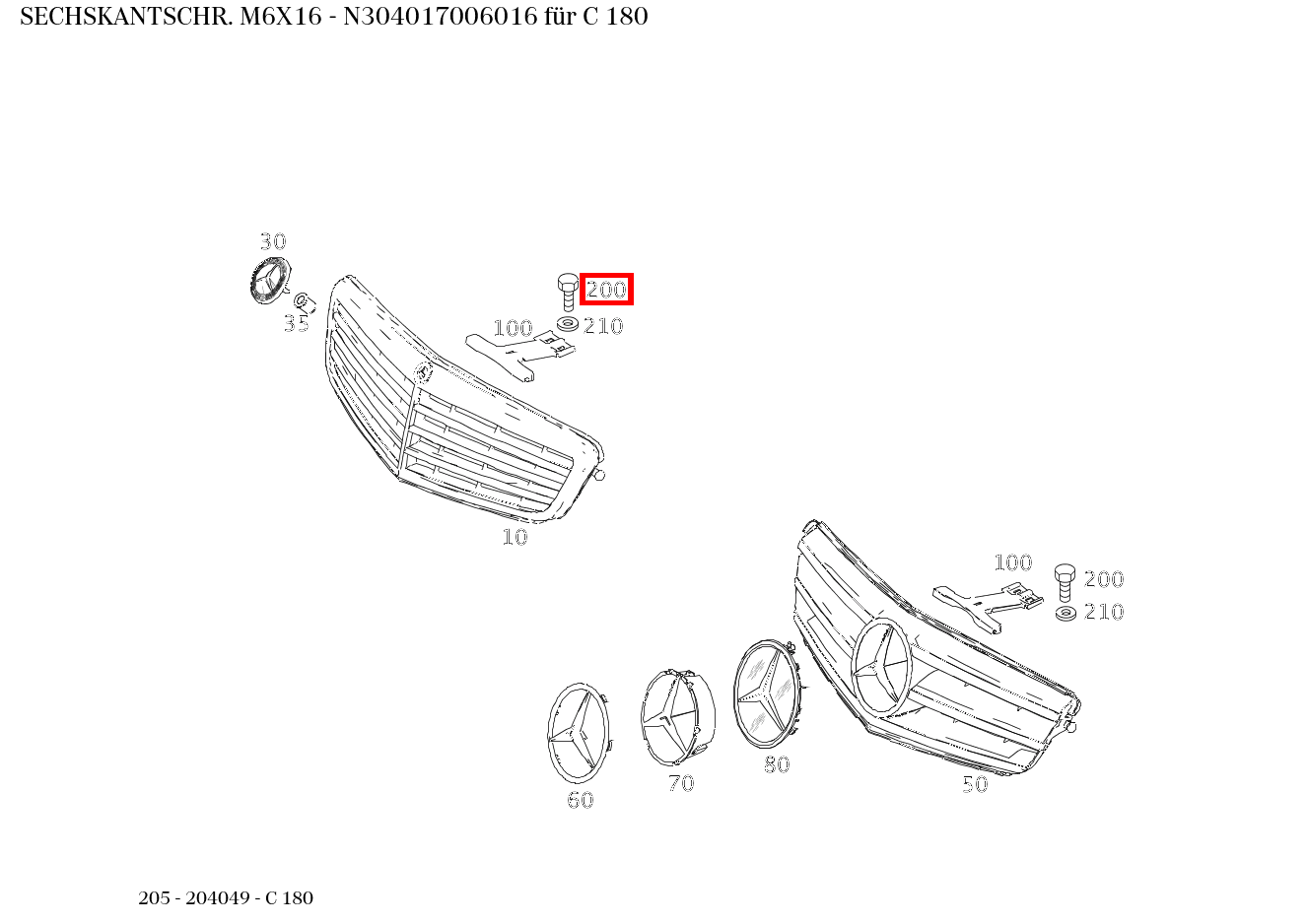 Sechskantschraube M6X16 C 180 205