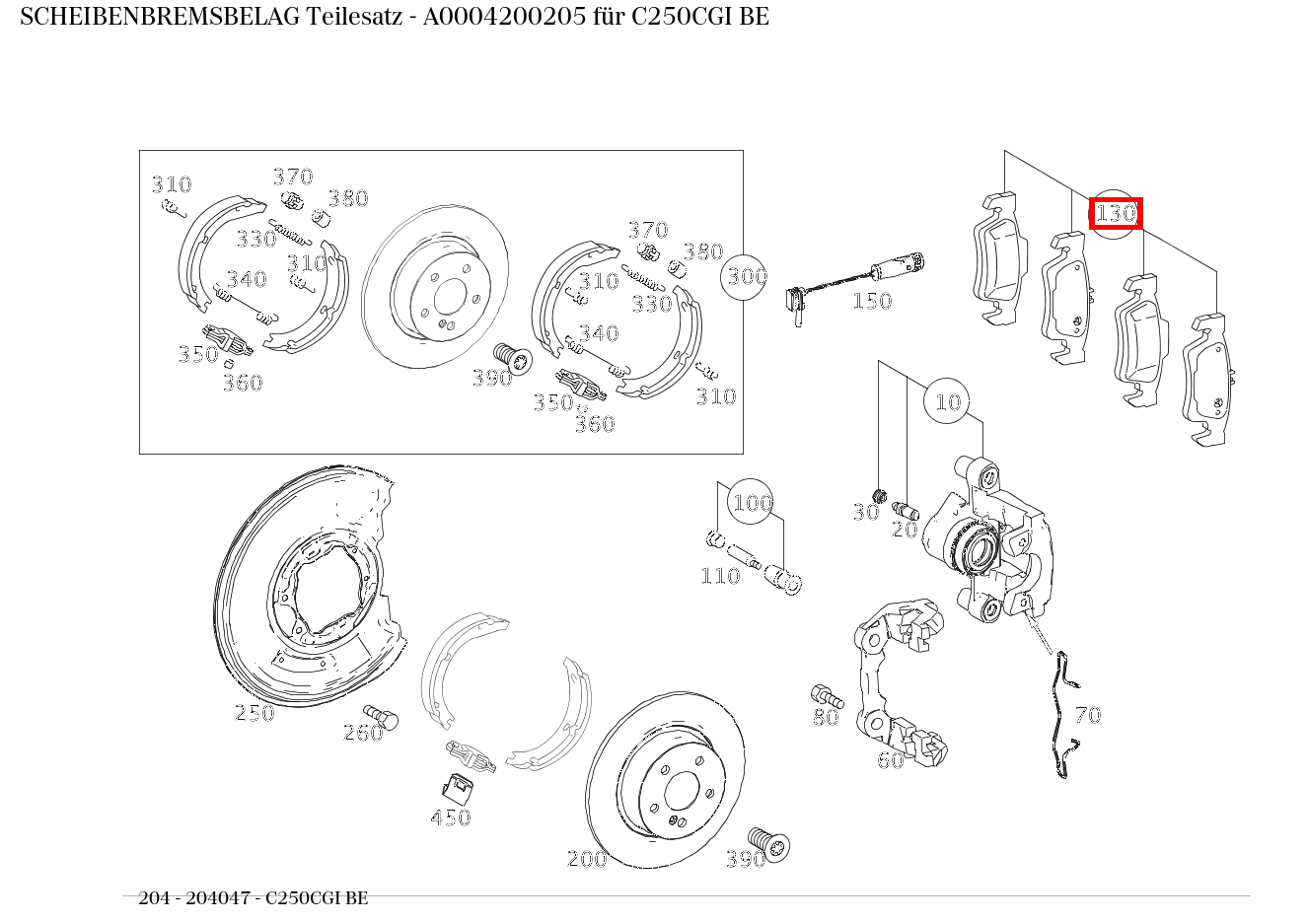 Scheibenbremsbelag Teilesatz C250CGI BE 204 Scheibenbremsbelag Teilesatz C250CGI BE 204