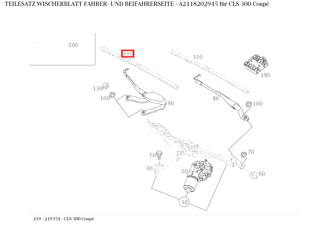 Teilesatz Wischerblatt FAHRER- UND BEIFAHRERSEITE CLS 300 Coupé 219