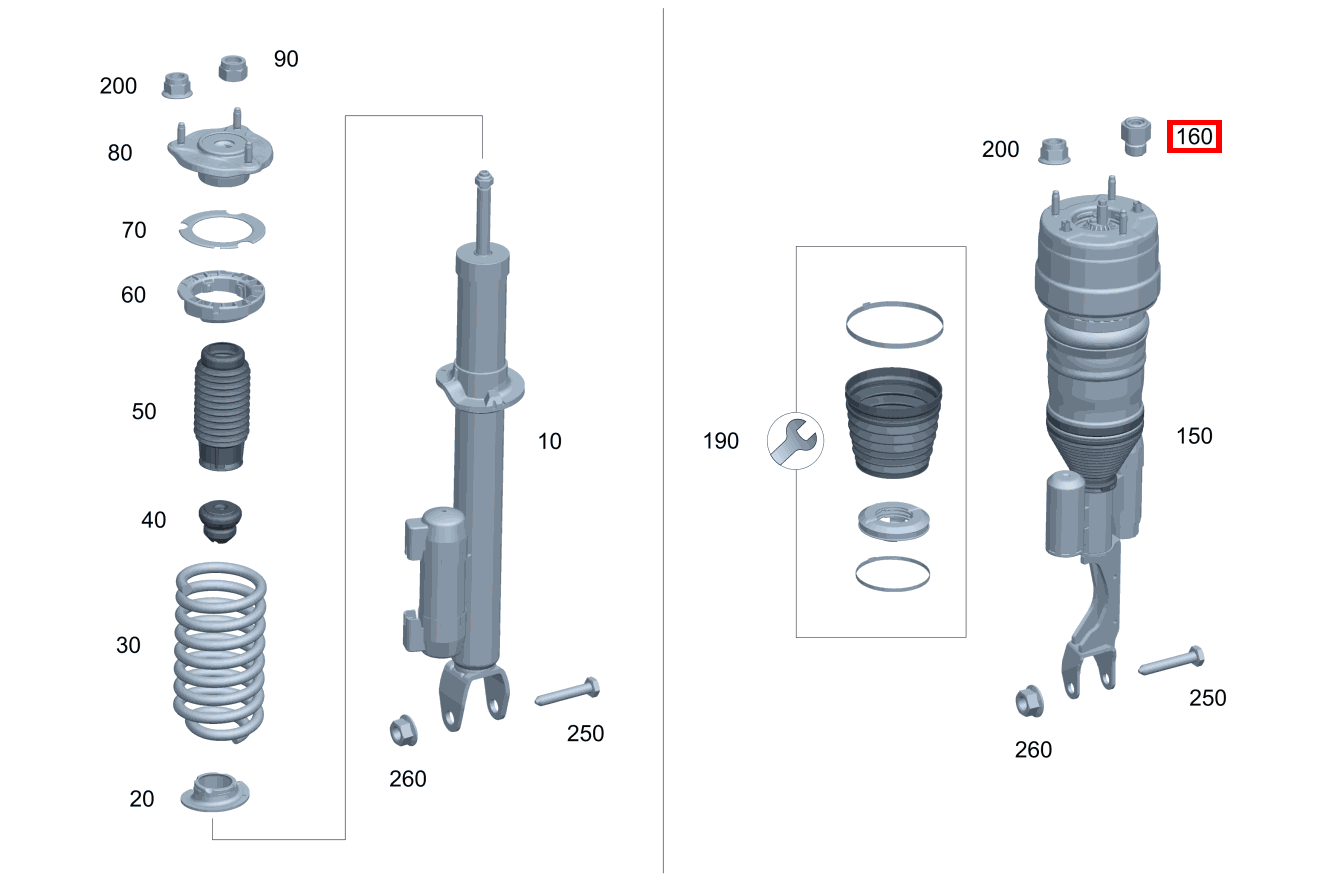 Anschlussstutzen AN FEDERBEIN VORNE LINKS UND RECHTS E 200 Cabriolet 238 Anschlussstutzen AN FEDERBEIN VORNE LINKS UND RECHTS E 200 Cabriolet 238