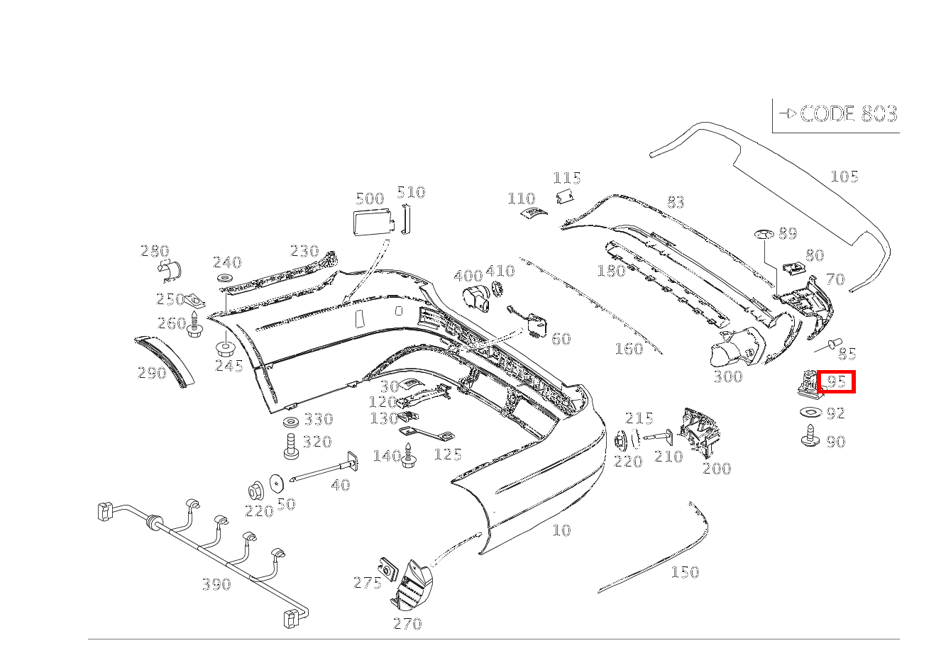 KUNSTSTOFFMUTTER Befestigung Auspuffblende E 350 4MATIC Limousine BCA 212