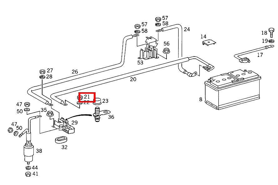 Sechskantmutter BATTERIELEITUNG AN LEITUNGSVERBINDER; M10 S 350 Turbodiesel 140 Sechskantmutter BATTERIELEITUNG AN LEITUNGSVERBINDER; M10 S 350 Turbodiesel 140