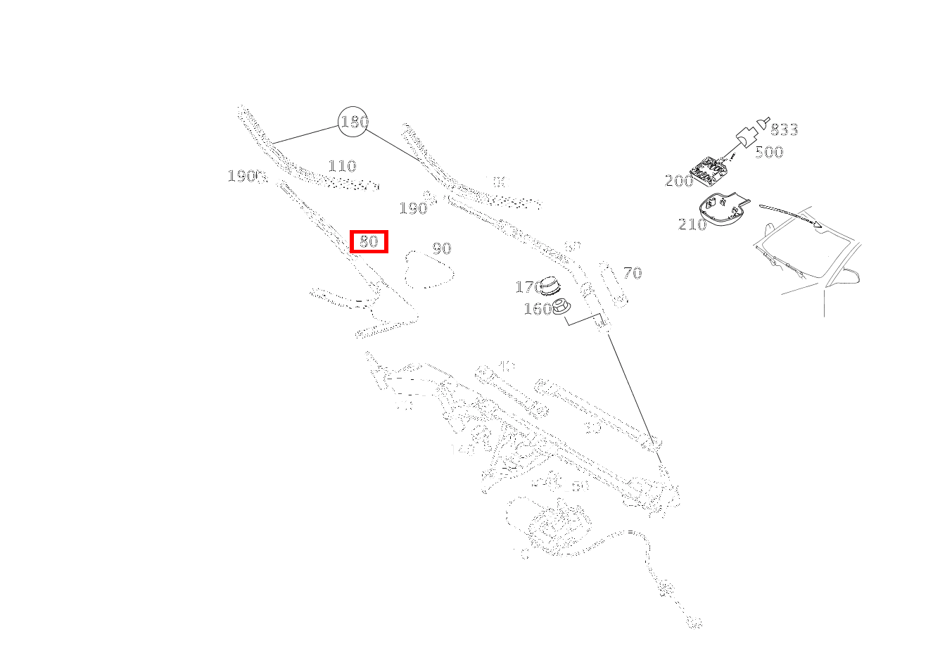 Wischerarm BEIFAHRERSEITE CLK 500 Cabriolet 209