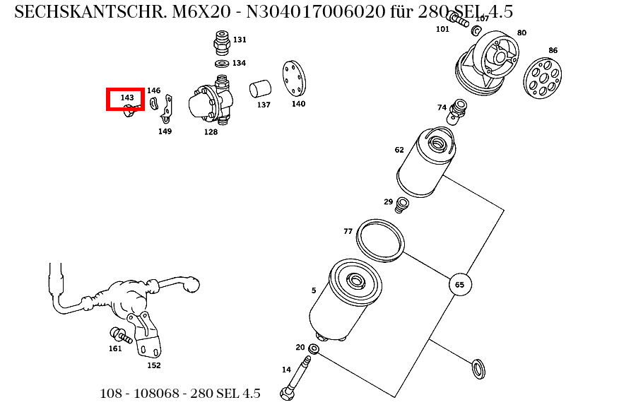 Sechskantschraube M6X20 280 SEL 4.5 108