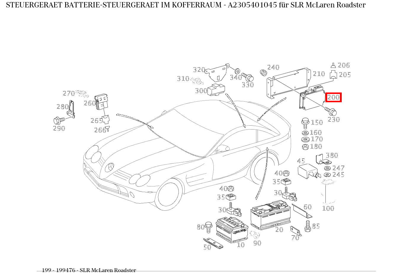 STEUERGERAET BATTERIE-STEUERGERAET IM KOFFERRAUM SLR McLaren Roadster 199 STEUERGERAET BATTERIE-STEUERGERAET IM KOFFERRAUM SLR McLaren Roadster 199