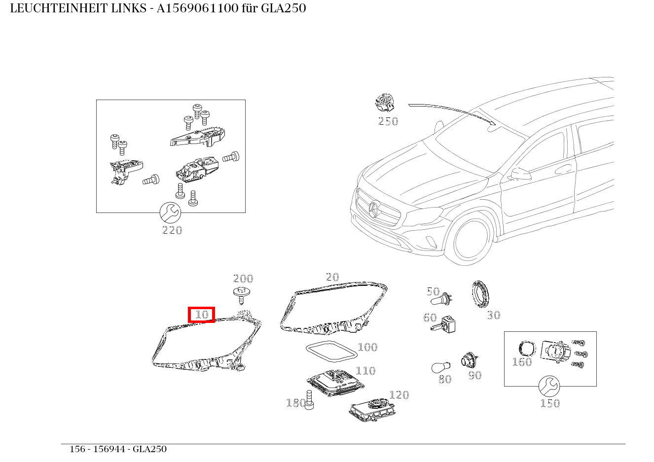 Leuchteinheit LINKS GLA250 156