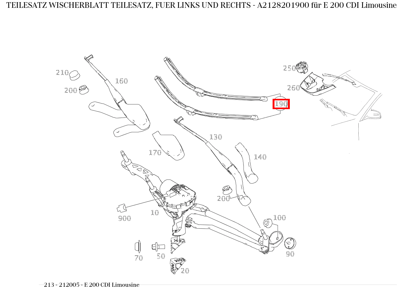 Teilesatz Wischerblatt TEILESATZ, FUER LINKS UND RECHTS E 200 CDI Limousine 213