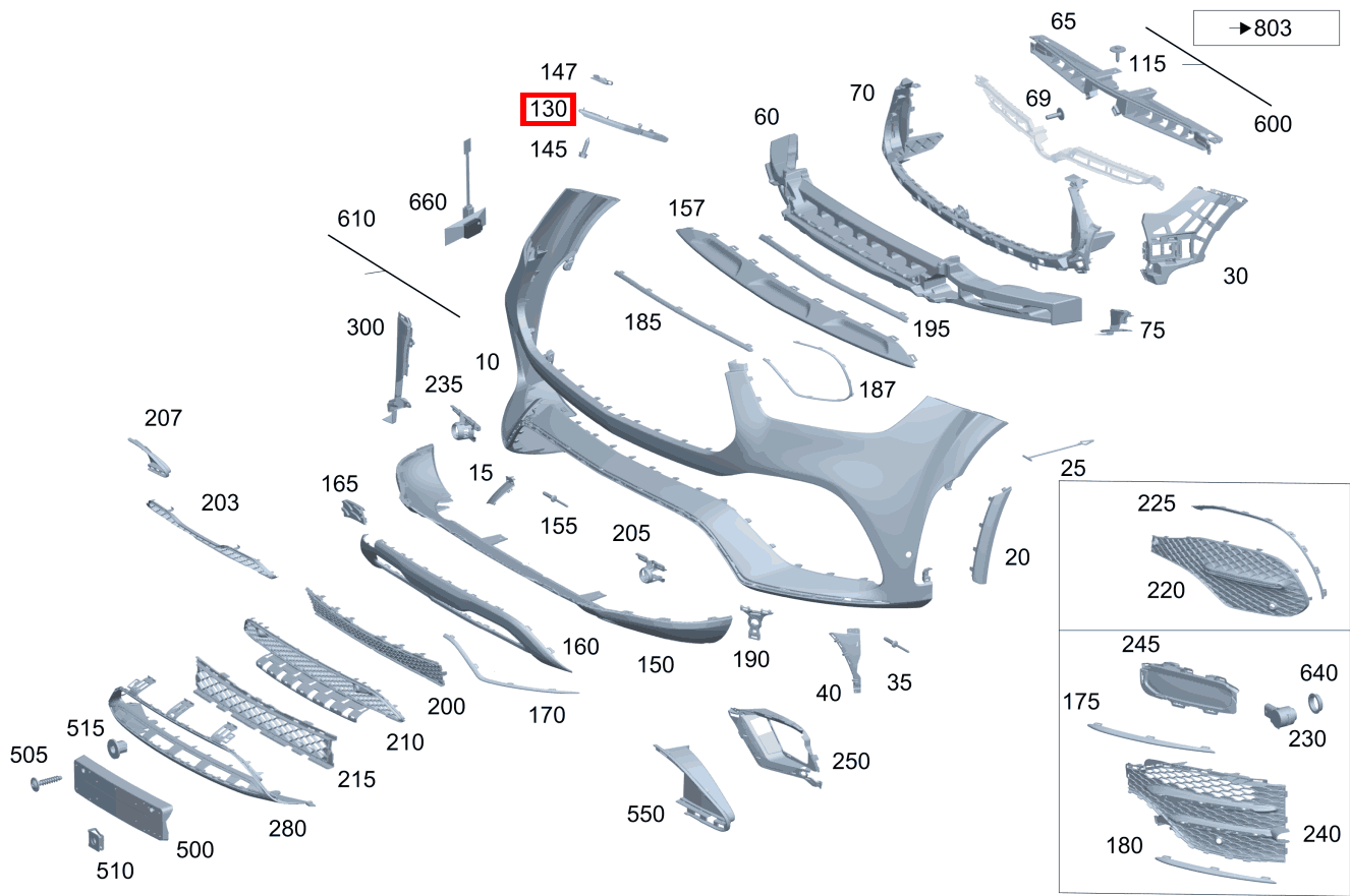 Befestigungsschiene AN STOSSFAENGER, RADLAUF LINKS GLE 350 e 4MATIC Coupé 463