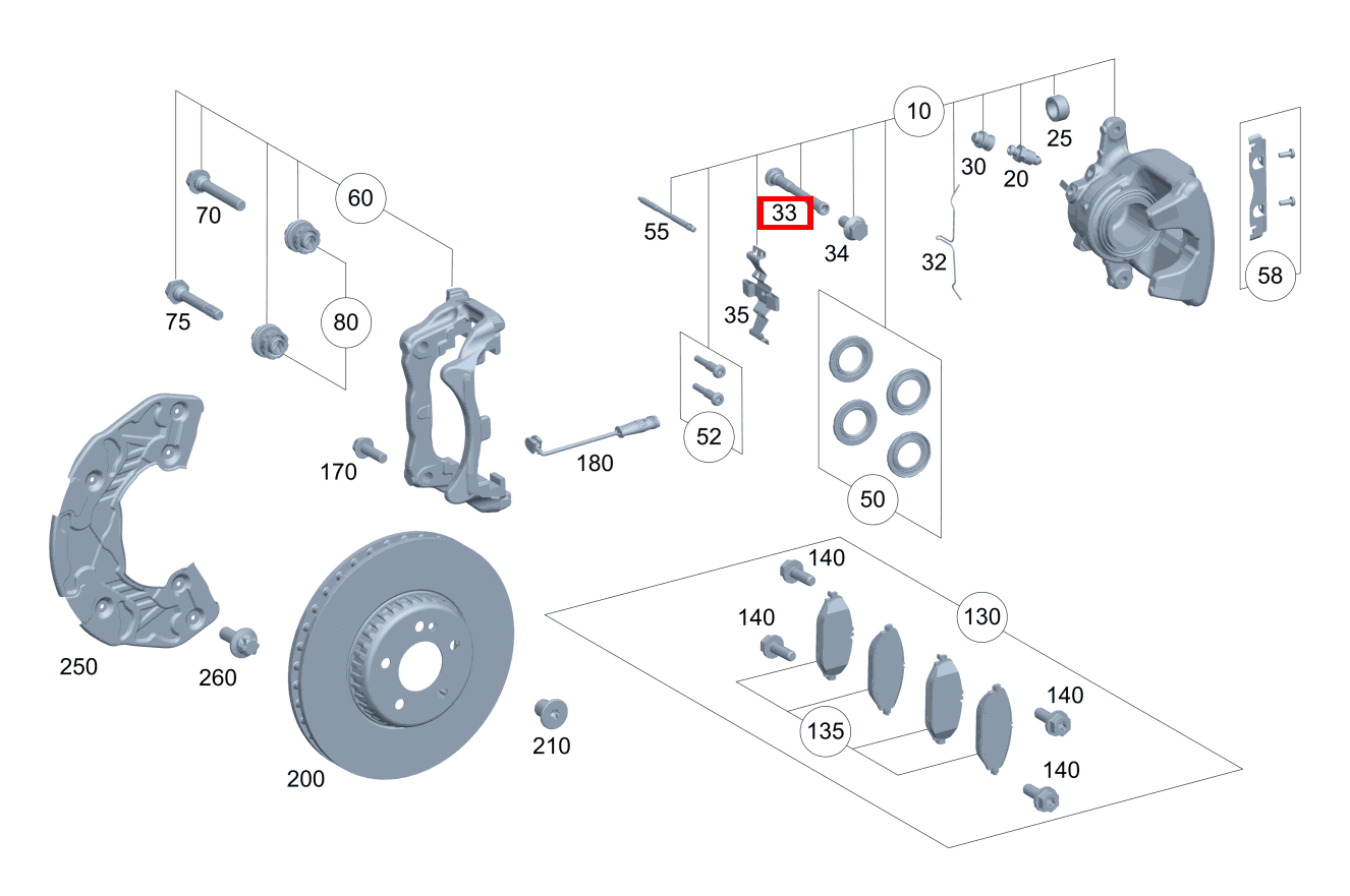 Zugstange Bremssattel links und rechts SLS AMG 197, AMG GT 290, C 