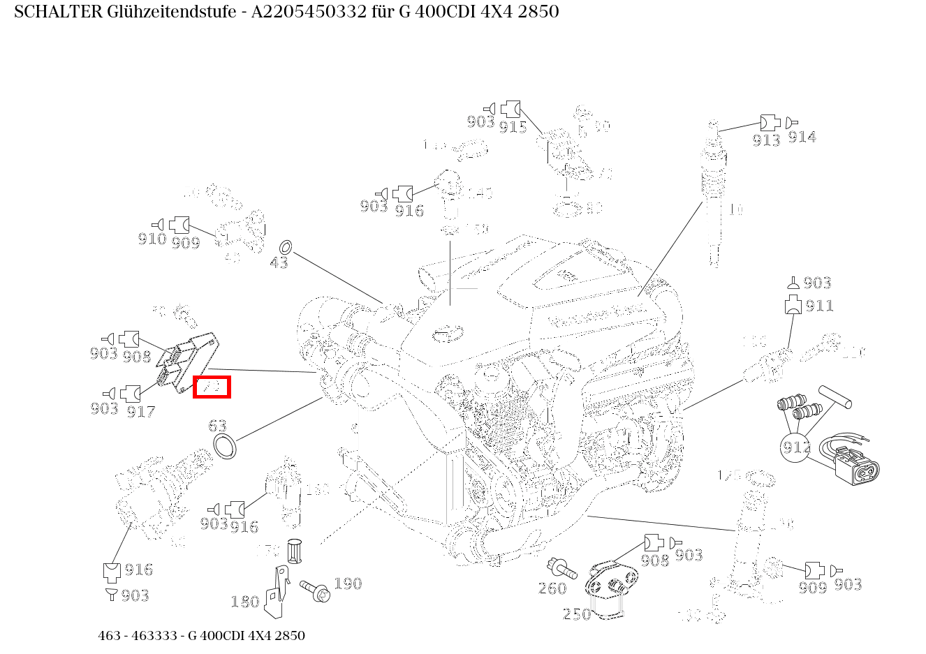 Schalter Glühzeitendstufe G 400CDI 4X4 2850 463 Schalter Glühzeitendstufe G 400CDI 4X4 2850 463