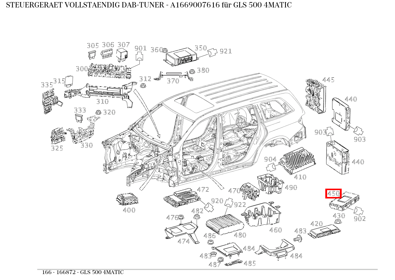 Steuergerät vollständig DAB-TUNER GLS 500 4MATIC 166