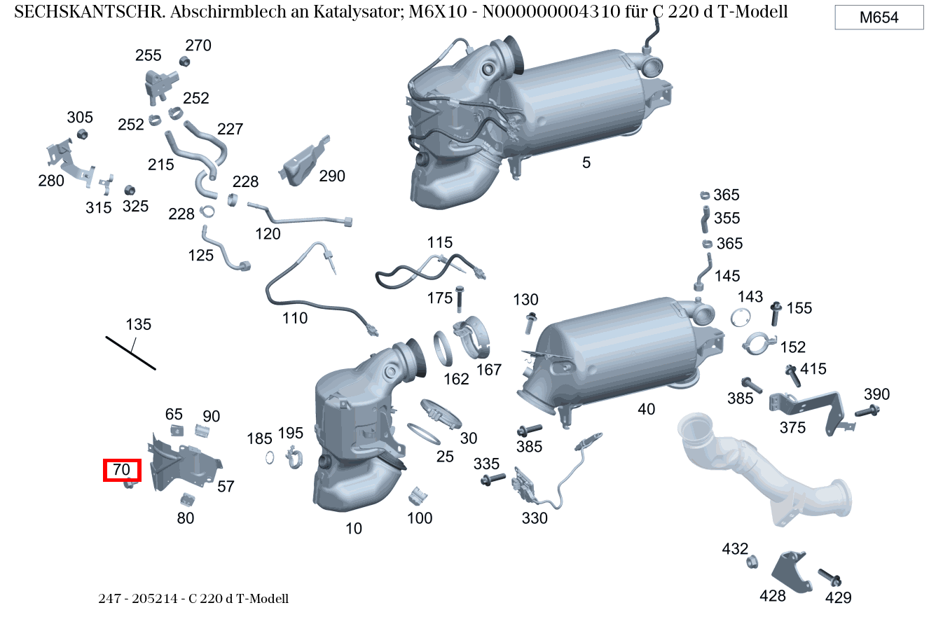 Sechskantschraube Abschirmblech an Katalysator; M6X10 C 220 d T-Modell 247 Sechskantschraube Abschirmblech an Katalysator; M6X10 C 220 d T-Modell 247