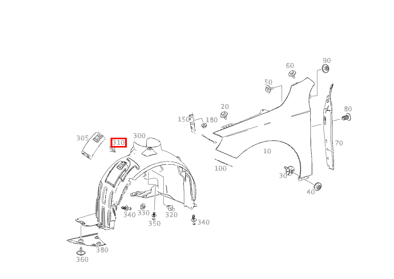 Verschluss RECHTS A 45 AMG 4MATIC 176