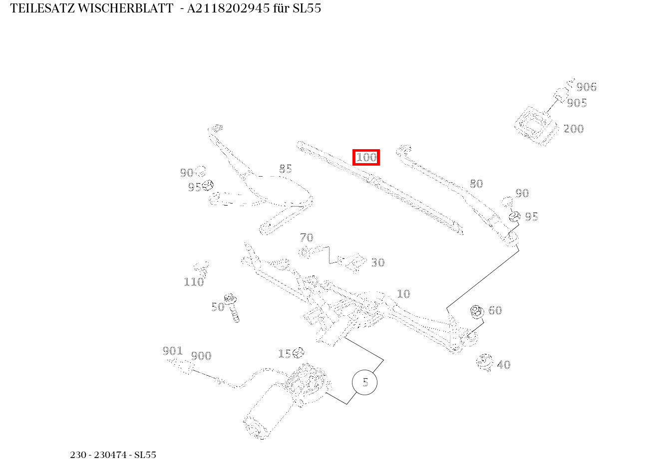 Teilesatz Wischerblatt SL55 230