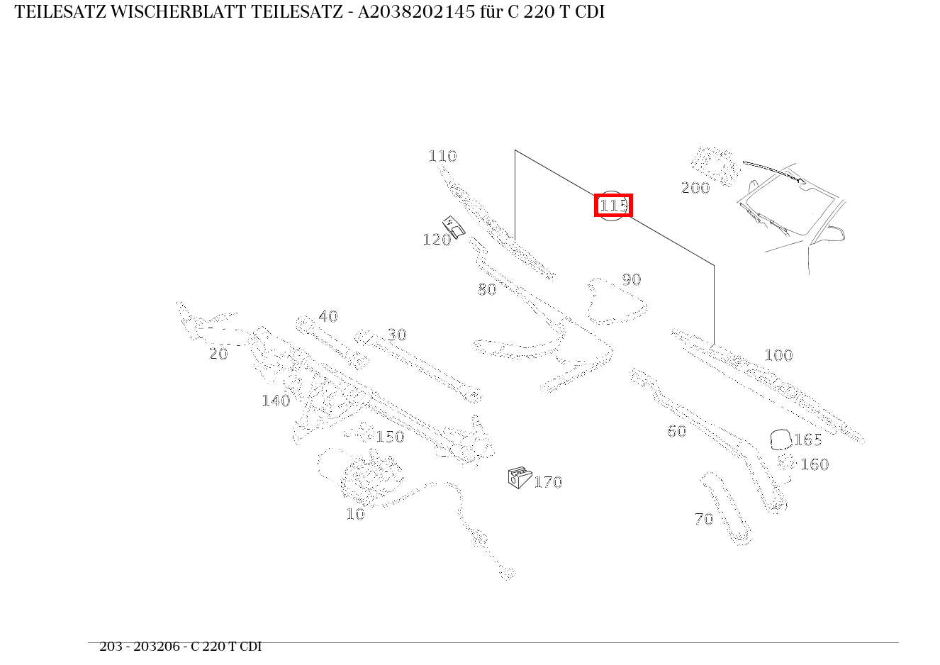 Teilesatz Wischerblatt TEILESATZ C 220 T CDI 203 Teilesatz Wischerblatt TEILESATZ C 220 T CDI 203