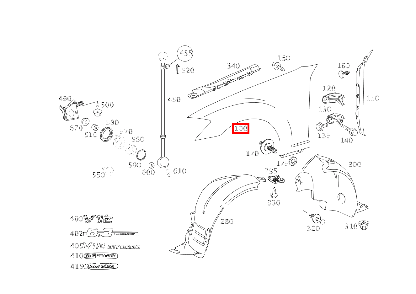 Kotflügel Vorne RECHTS S 550 Limousine lang BCA 221 Kotflügel Vorne RECHTS S 550 Limousine lang BCA 221