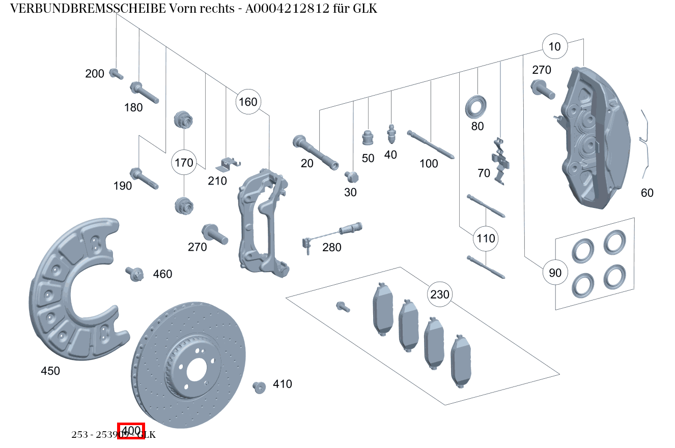 Verbundbremsscheibe Vorn rechts GLK 253