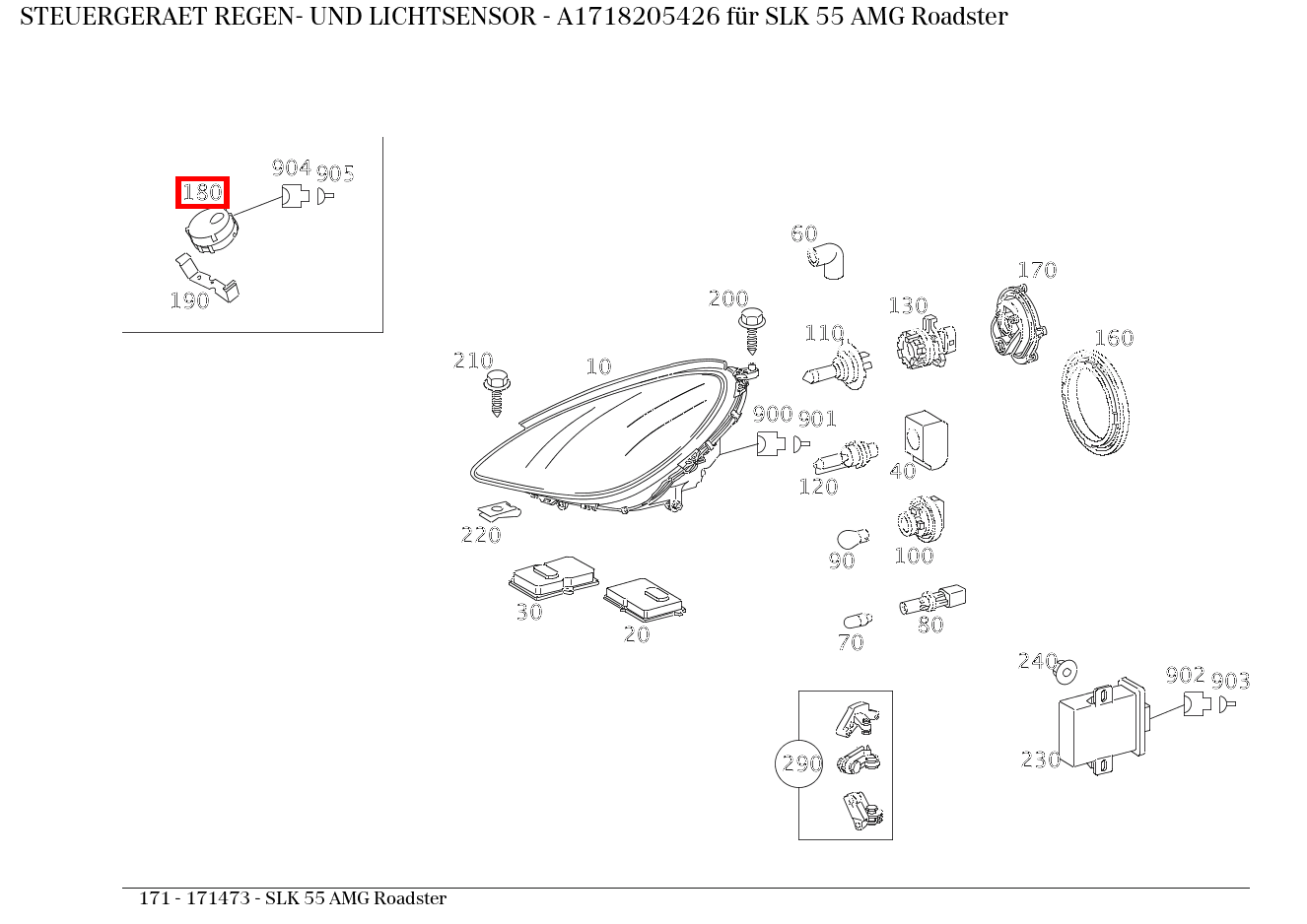 STEUERGERAET REGEN- UND LICHTSENSOR SLK 55 AMG Roadster 171