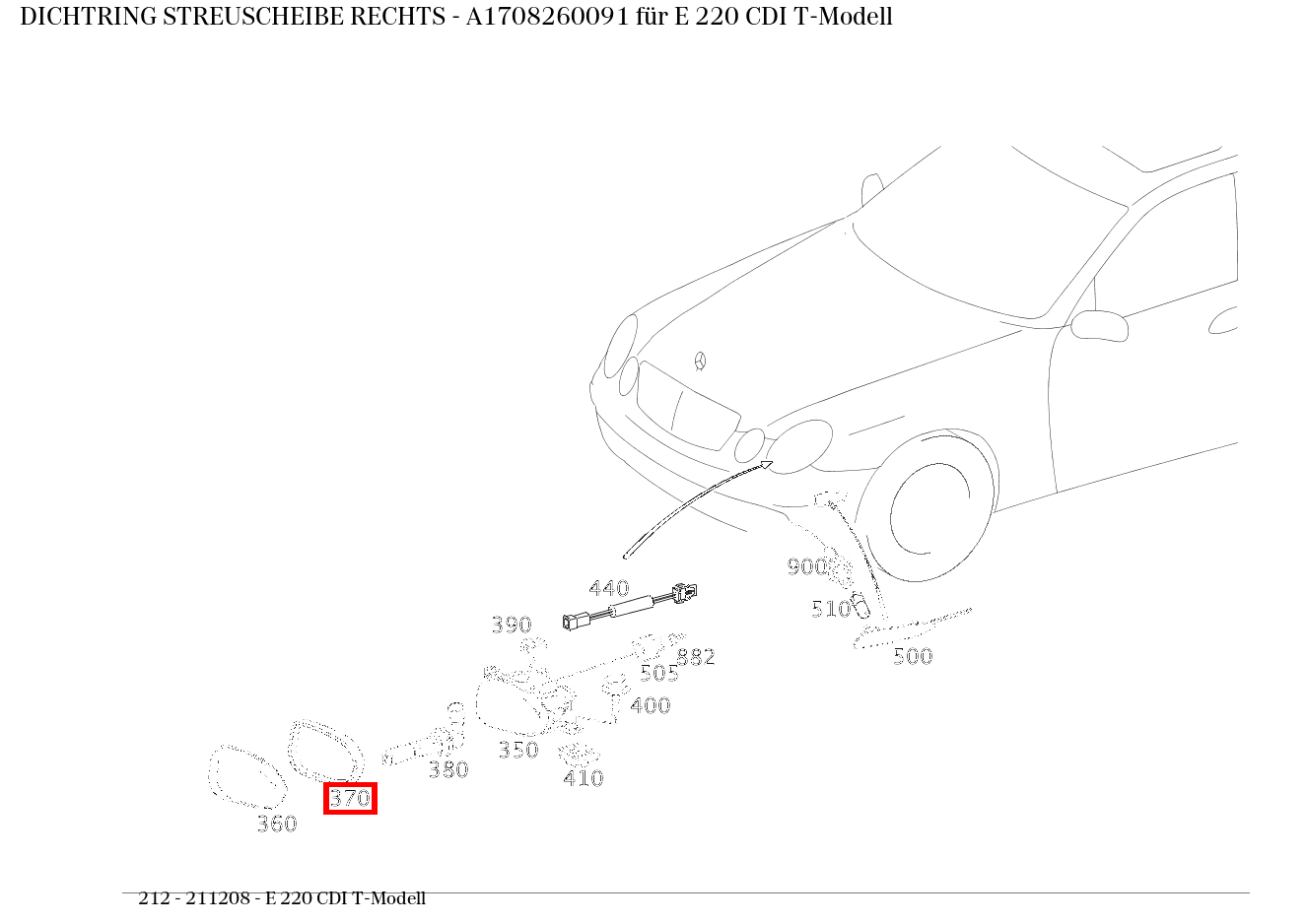 Dichtring STREUSCHEIBE RECHTS E 220 CDI T-Modell 212