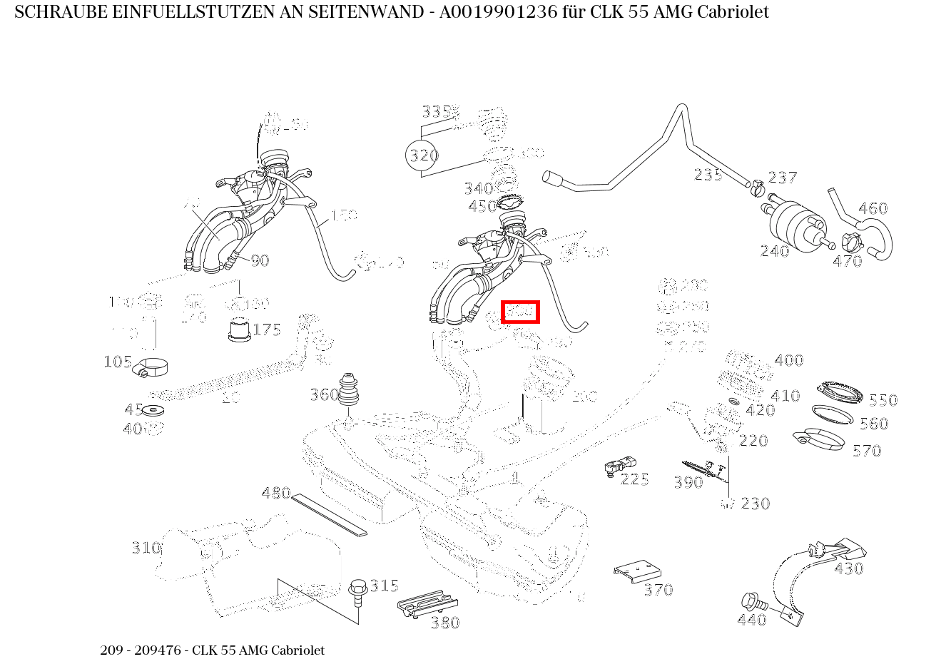 Schraube EINFUELLSTUTZEN AN SEITENWAND CLK 55 AMG Cabriolet 209