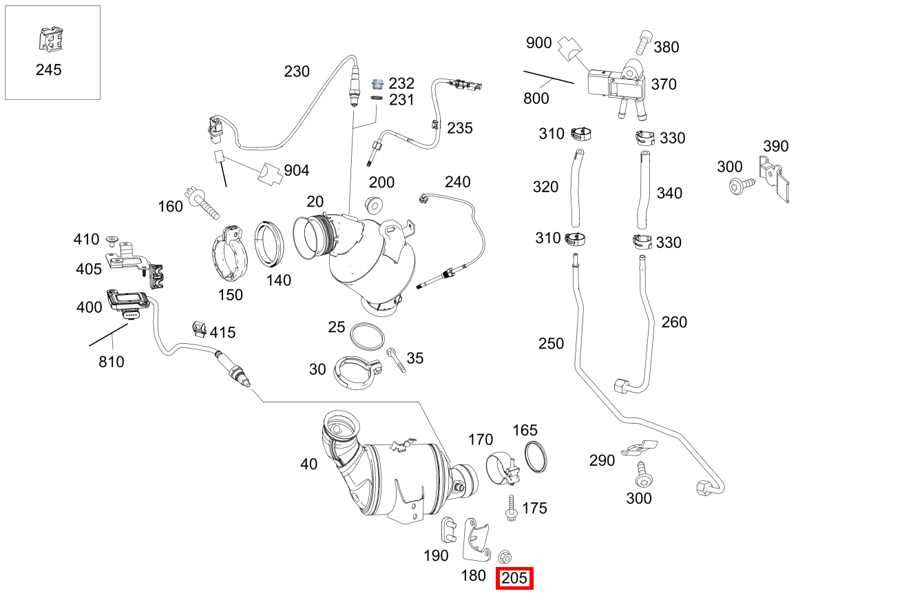 Sechskantmutter FUER HALTER AN PARTIKELFILTER; M8 GLK220BT 4M 204 Sechskantmutter FUER HALTER AN PARTIKELFILTER; M8 GLK220BT 4M 204